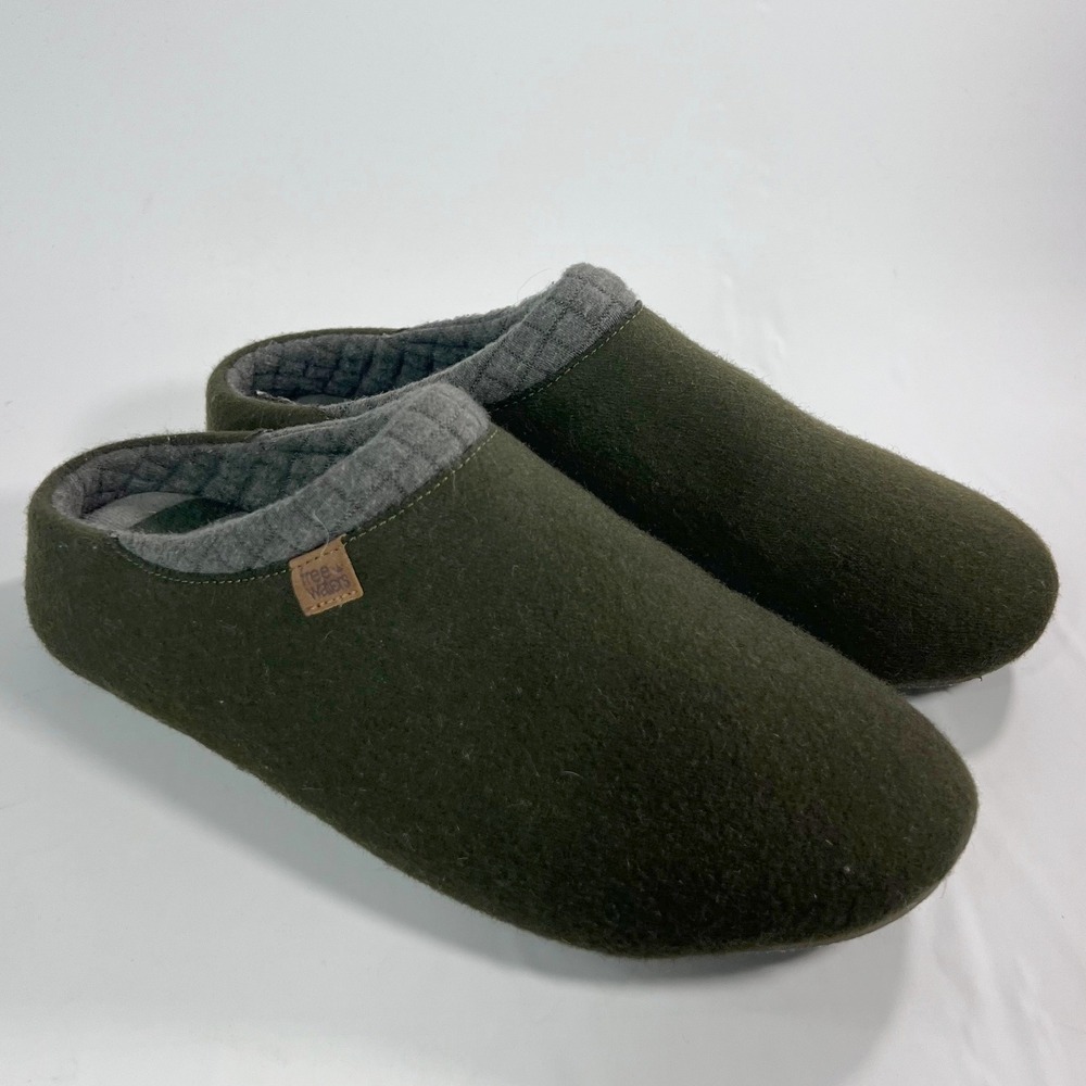 Freewaters Mens 45 Jeffrey Quilted Slippers Olive Green‎ Happy Arch House Shoes